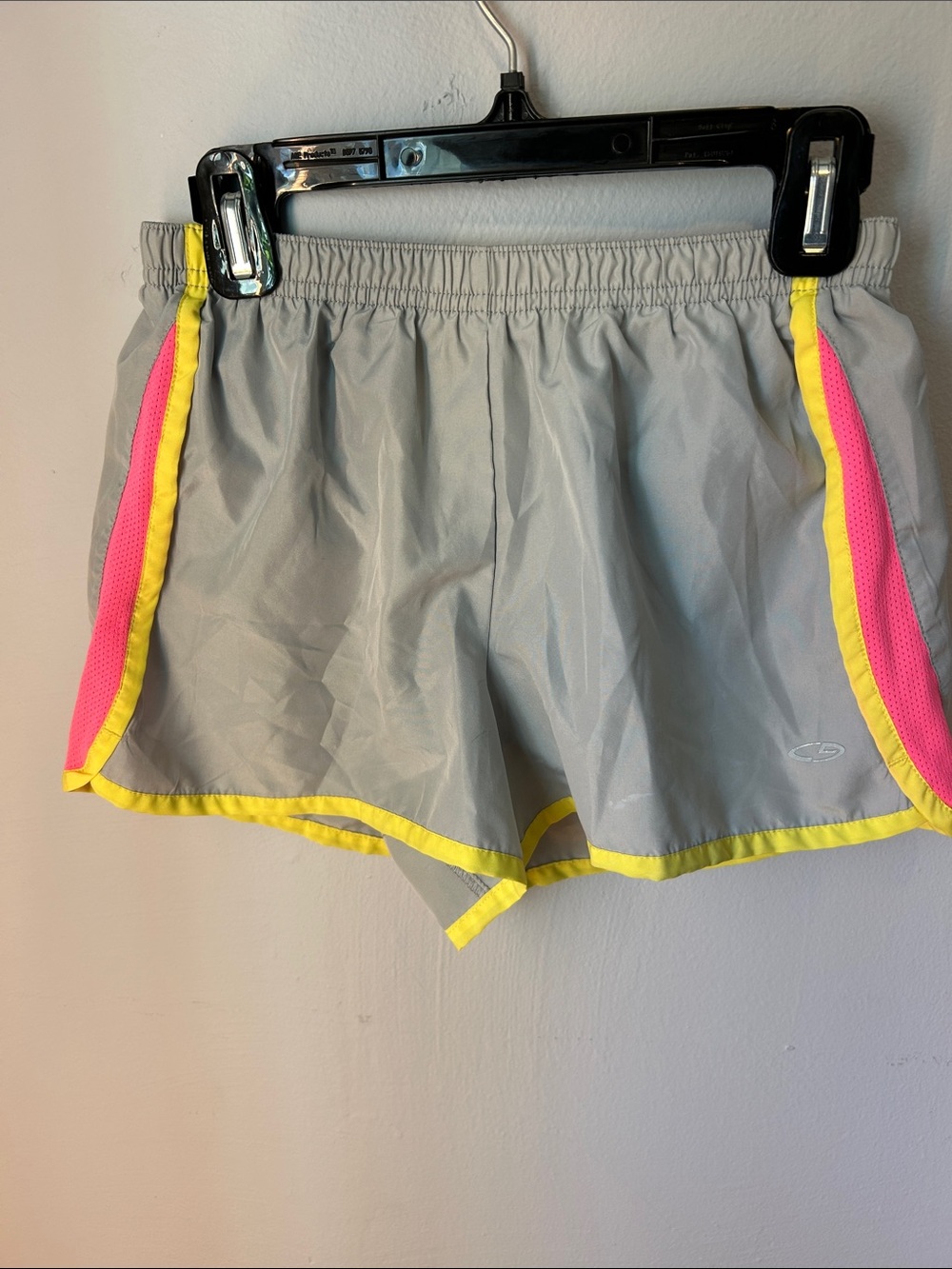 Kids Gray Athletic Shorts with Pink & Yellow Trim